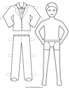 Best Man Paper Doll to Color