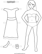 Bridesmaid Paper Doll to Color