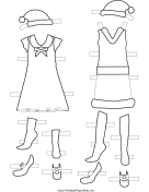 Christmas Paper Doll Outfits to Color