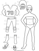 Female Football Player Paper Doll to Color