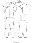 Fireman Paper Doll Uniforms to Color