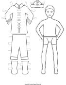 Fireman Paper Doll to Color