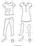 Girl Paper Doll Outfits to Color