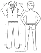 Groom Paper Doll to Color
