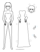 Halloween Bride Paper Doll to Color