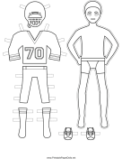 Male Football Player Paper Doll to Color