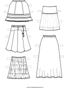 Paper Doll Long Skirts to Color