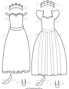 Princess Paper Doll Outfits to Color