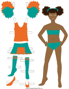 Cheerleader Paper Doll in Orange