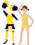 Cheerleader Paper Doll in Yellow