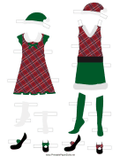 Plaid Christmas Paper Doll Outfits