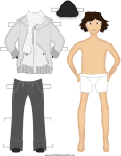 Male Paper Doll with Winter Clothes