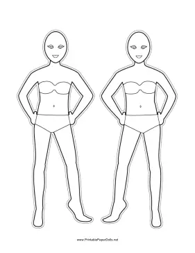 Bodies-for-Hairstyles Paper Doll to Color paper doll