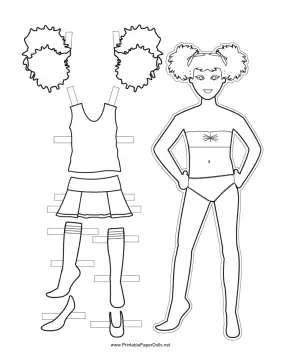 Cheerleader Sleeveless Paper Doll to Color paper doll