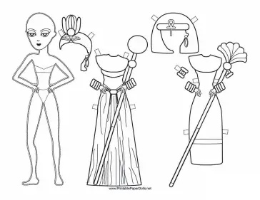 Egyptian Lady Paper Doll to Color paper doll