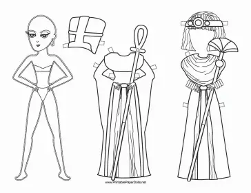 Egyptian Queen Paper Doll to Color paper doll
