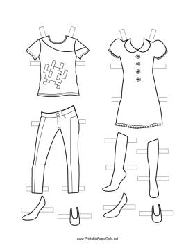 Girl Paper Doll Outfits to Color paper doll
