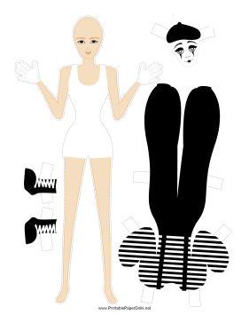 Halloween Mime Paper Doll paper doll