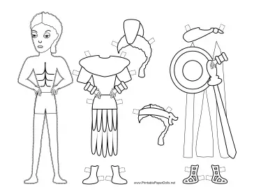 Roman Man Paper Doll to Color paper doll