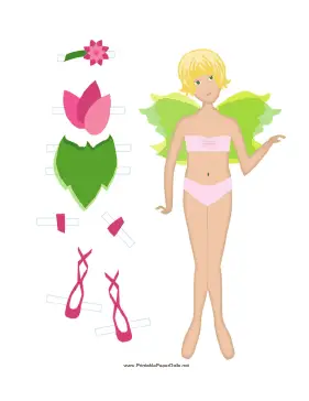 Green Paper Doll Fairy paper doll