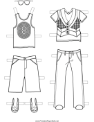 Boy Paper Doll More Outfits to Color