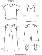 Boy Paper Doll Outfits to Color