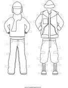 Boy Paper Doll Winter Outfits to Color