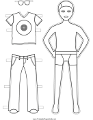 Boy Paper Doll to Color