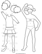 Cheerleader Paper Doll to Color