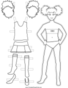 Cheerleader Sleeveless Paper Doll to Color