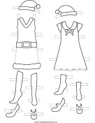 Christmas Paper Doll Dresses to Color