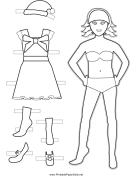 Christmas Sleeveless Paper Doll to Color