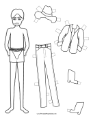 Cowboy Paper Doll to Color