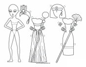 Egyptian Lady Paper Doll to Color