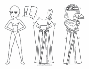 Egyptian Queen Paper Doll to Color