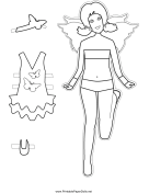 Fairy Paper Doll with Butterfly to Color