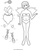 Fairy Paper Doll with Flower to Color