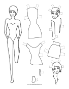 Fashion Paper Doll with Headpiece to Color