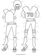 Female Football Player Paper Doll Uniforms to Color