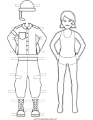 Female Soldier Paper Doll to Color