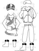 Girl Paper Doll Winter Outfits to Color