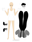 Halloween Mime Paper Doll