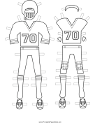 Male Football Player Paper Doll Uniforms to Color