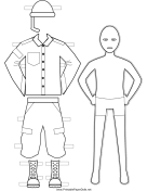 Male Soldier Paper Doll to Color