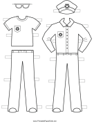 Policeman Paper Doll Outfits to Color