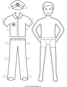 Policeman Paper Doll to Color