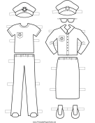 Policewoman Paper Doll Outfits to Color
