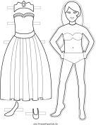Princess Sleeveless Paper Doll to Color