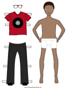 Boy Paper Doll with Red Shirt