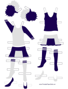 Cheerleader Paper Doll Uniforms in Blue